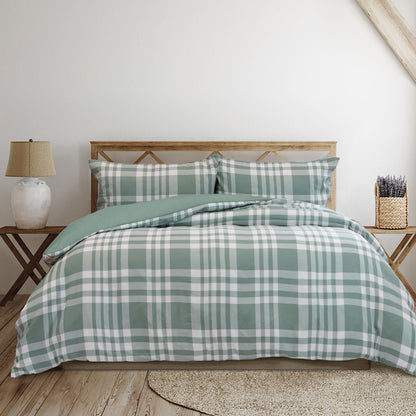 Ardor Ronan Green Plaid Jacquard Quilt Cover Set Queen