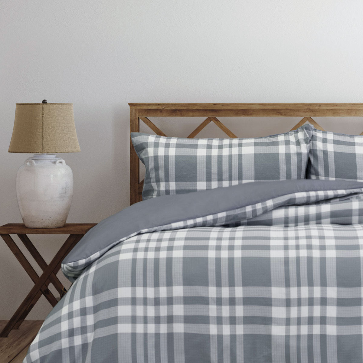 Ardor Ronan Grey Plaid Jacquard Quilt Cover Set Queen