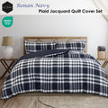 Ardor Ronan Navy Plaid Jacquard Quilt Cover Set Queen