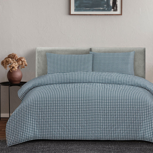 Ardor Rowe Teal Textured Seersucker Quilt Cover Set King