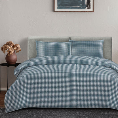 Ardor Rowe Teal Textured Seersucker Quilt Cover Set Queen