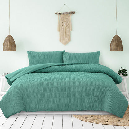 Ardor Tuscan Teal Ruched Quilt Cover Set Queen