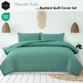 Ardor Tuscan Teal Ruched Quilt Cover Set Queen