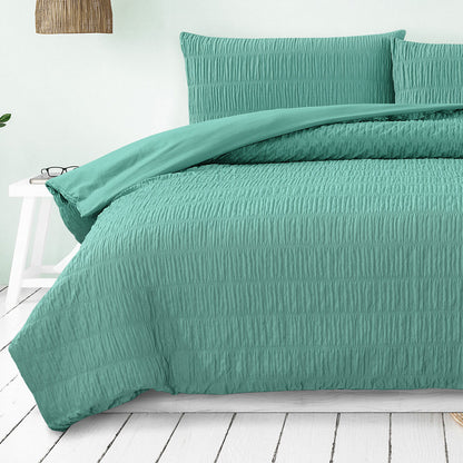 Ardor Tuscan Teal Ruched Quilt Cover Set Queen