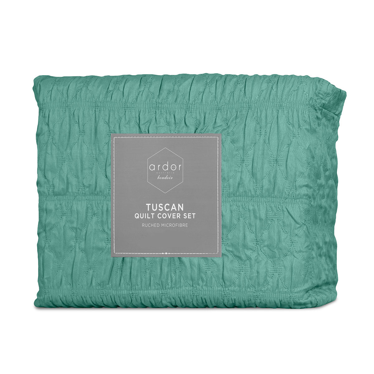 Ardor Tuscan Teal Ruched Quilt Cover Set Queen