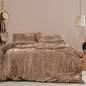 Ardor Vivienne Champagne Crushed Velvet Quilt Cover Set Queen