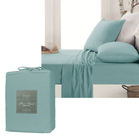 Ardor Micro Flannel Sheet Set Blue SINGLE
