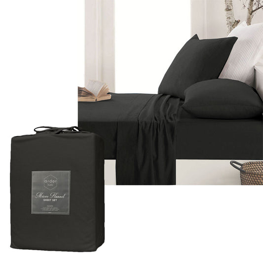 Ardor Micro Flannel Sheet Set Charcoal SINGLE