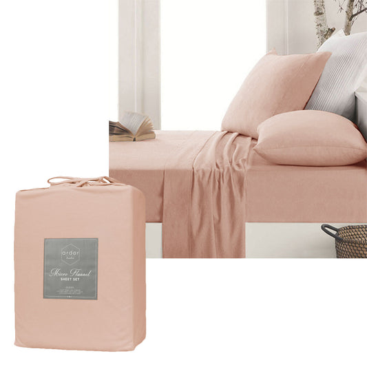 Ardor Micro Flannel Sheet Set Dusty Pink Mega KING