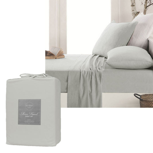 Ardor Micro Flannel Sheet Set Silver Mega QUEEN