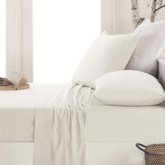 Apartmento Easy-care Micro Flannelette Sheet Set Snow KING SINGLE