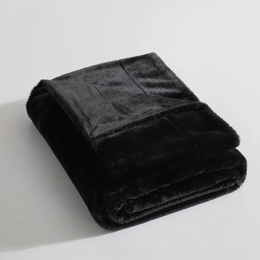 Ardor Benz Faux Fur Soft Plush Throw Rug 130x170cm Black