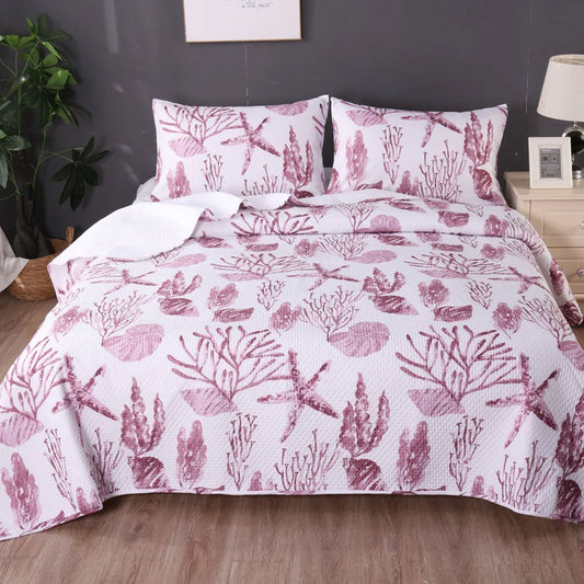 Ramesses Coast Pink 3 Pcs Bamboo Blend Ultrosonic Reversible Comforter Set KING