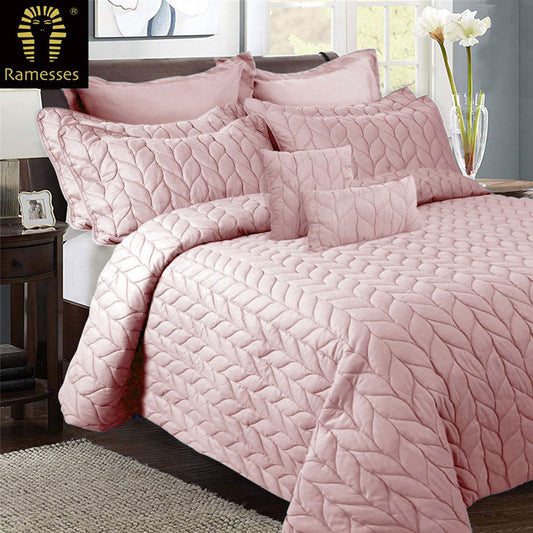 Ramesses Queen Ultrasonic Comforter Set 9pc Rose Pink