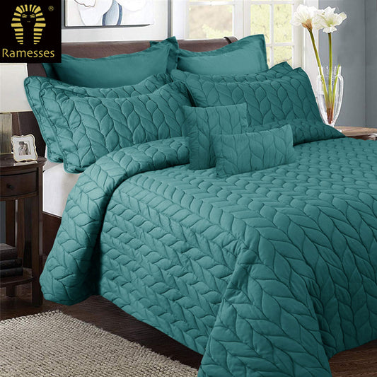 Ramesses 9 Pieces Ultrasonic Comforter Set QUEEN Teal