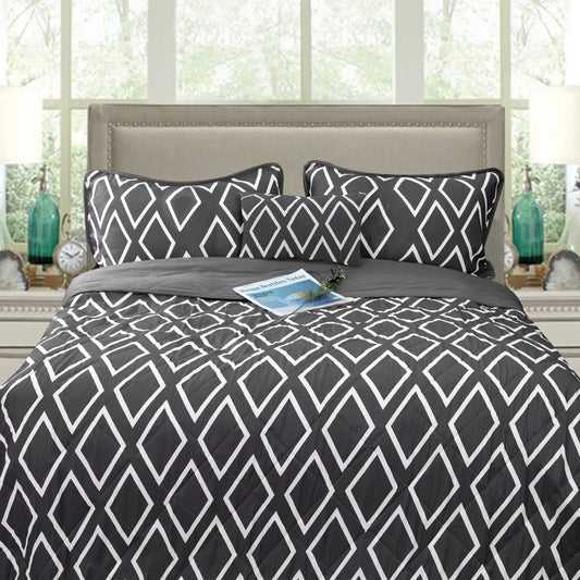 Ramesses Alena Charcoal Queen Ultrasonic Comforter Set 4 Pcs