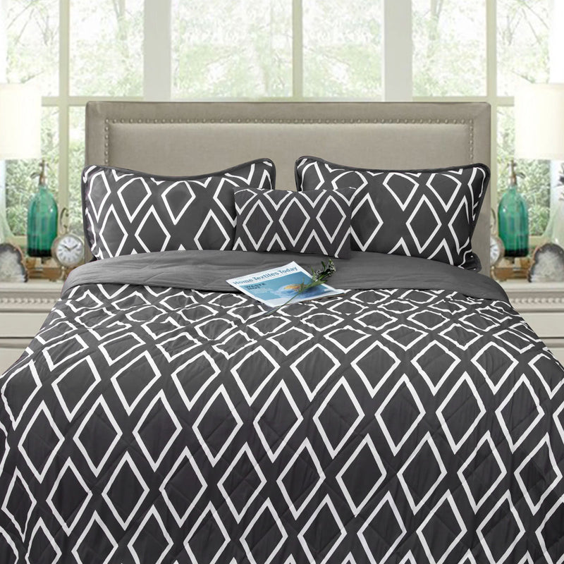 Ramesses Alena Charcoal Queen Ultrasonic Comforter Set 4 Pcs