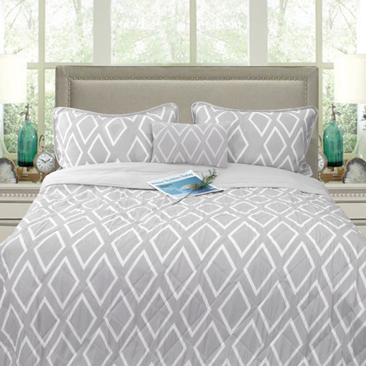 Ramesses Alena Silver 4 Pcs Ultrasonic Comforter Set QUEEN