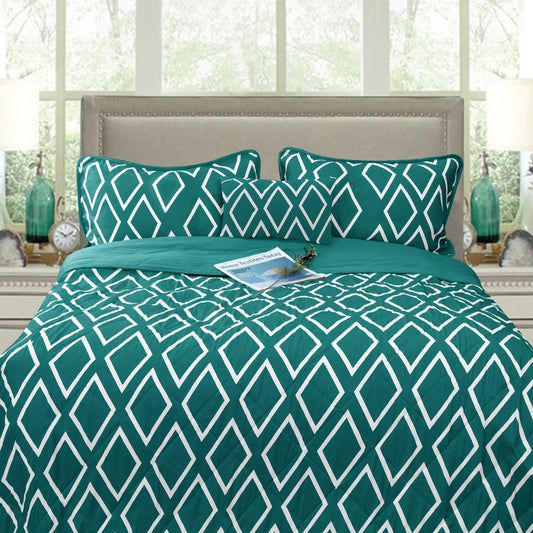 Ramesses Alena Teal 4 Pcs Ultrasonic Comforter Set QUEEN