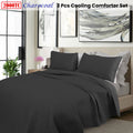 Shangri La 2000TC Charcoal Cooling Embroidered 3 Pcs Comforter Set Queen