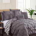 Ramesses Queen Pinch Pleat Comforter Set 7 Piece Charcoal