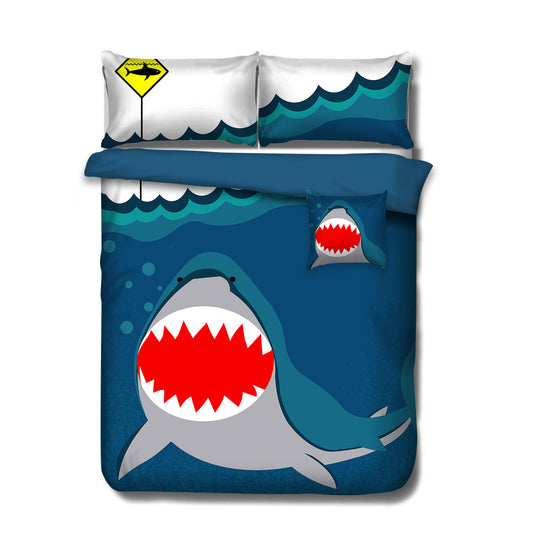 Ramesses Navy Shark Kids Advventure 4 Pcs Comforter Set SINGLE