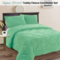 Ramesses Teddy Fleece 3 Pcs Comforter Set Aqua (Frost) KING