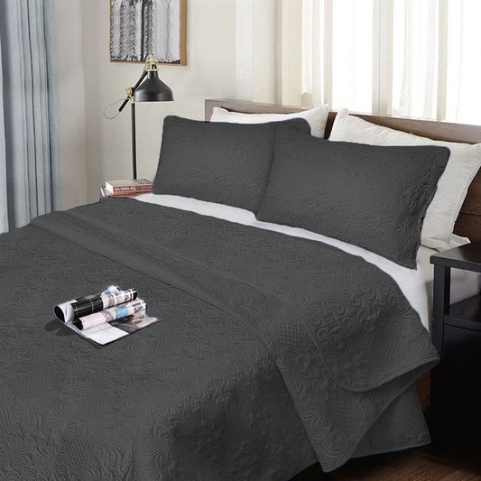Ramesses 3 Piece Ultrasonic Comforter Set QUEEN Charcoal