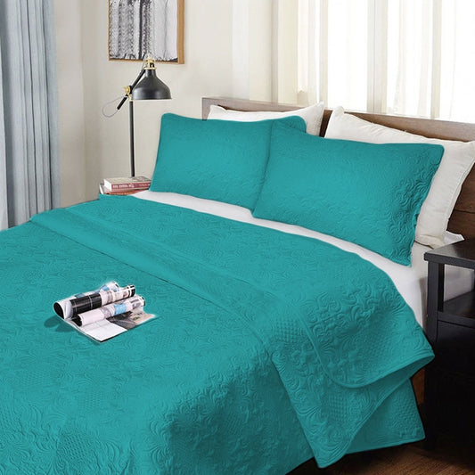 Ramesses 3 Piece Ultrasonic Comforter Set KING Teal