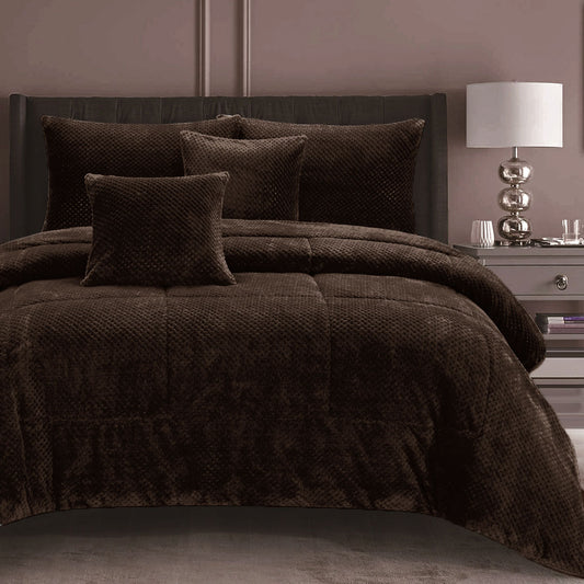 Ramesses Waffle Fleece Mocha 3 Pcs Comforter Set DOUBLE