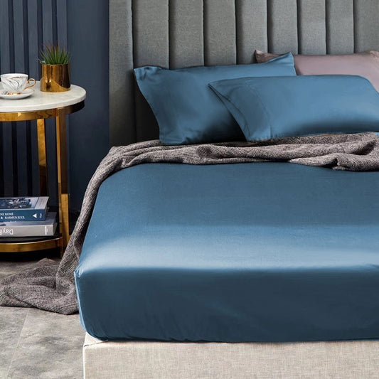 Ramesses 1500TC Elite Egyptian Cotton Sateen Fitted Sheet Combo Set Classic Blue SINGLE