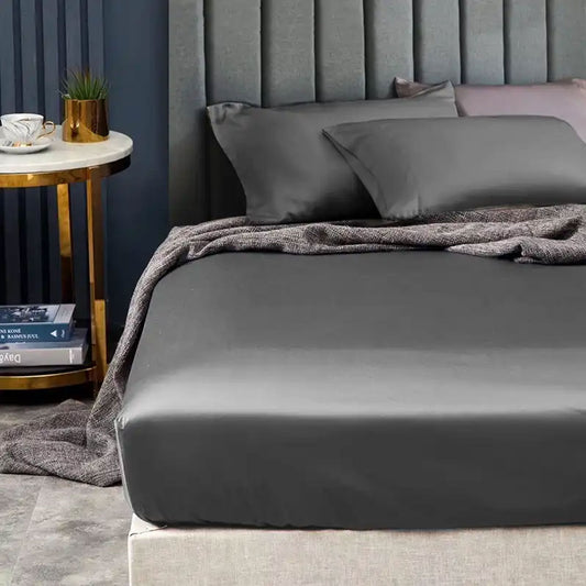 Ramesses 1500TC Elite Egyptian Cotton Sateen Fitted Sheet Combo Set Charcoal Mega QUEEN