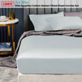 Ramesses 1500TC Elite Egyptian Cotton Sateen Fitted Sheet Combo Set Ice Blue KING SINGLE