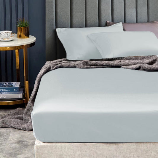 Ramesses 1500TC Elite Egyptian Cotton Sateen Fitted Sheet Combo Set Ice Blue Mega KING