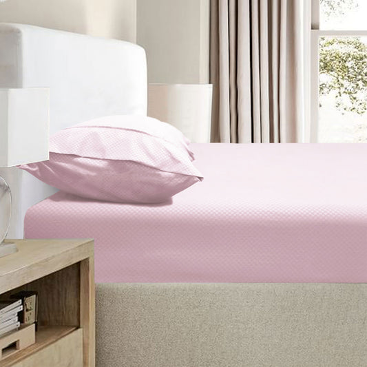 Ramesses 2000TC Bamboo Embossed Fitted Sheet Combo Set Pink QUEEN
