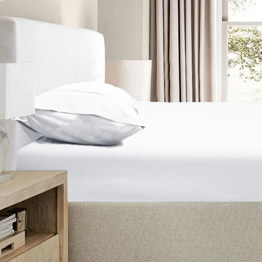 Ramesses 2000TC Bamboo Embossed Fitted Sheet Combo Set White KING SINGLE