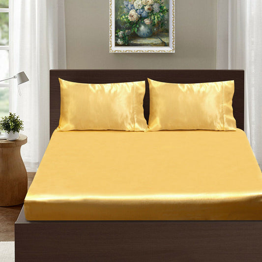 Ramesses Casablanca Satin Fitted Sheet Combo Set Gold KING