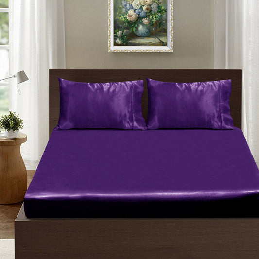 Ramesses Casablanca Satin Fitted Sheet Combo Set Violet KING