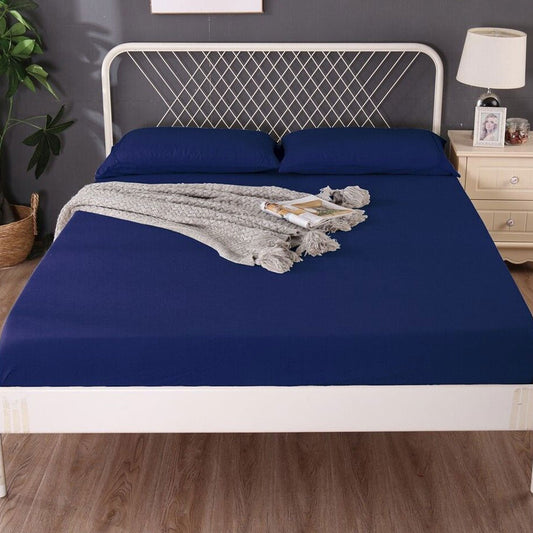 Ramesses 1000TC Linen Bamboo Fitted Sheet Combo Set Deep Blue QUEEN