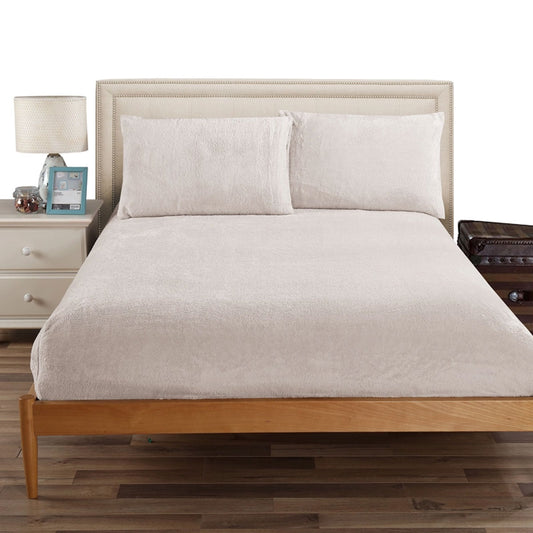Ramesses Teddy Fleece Fitted Sheet Combo Set Beige SINGLE