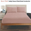 Ramesses Teddy Fleece Fitted Sheet Combo Set Rose Pink King