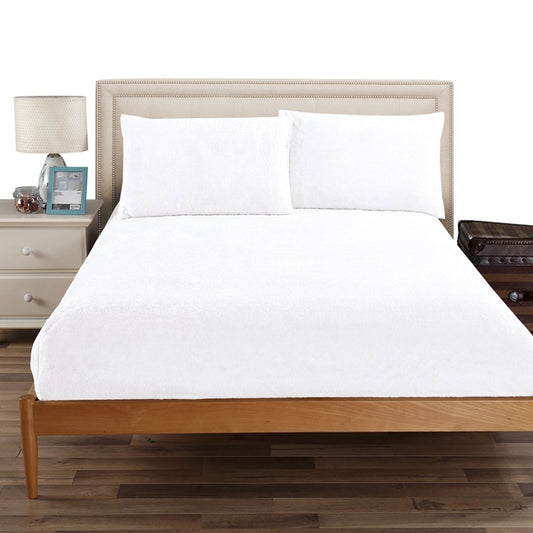Ramesses Teddy Fleece Fitted Sheet Combo Set White KING