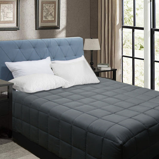 Shangri La Bamboo Blend Microfiber Box End Quilt Charcoal DOUBLE