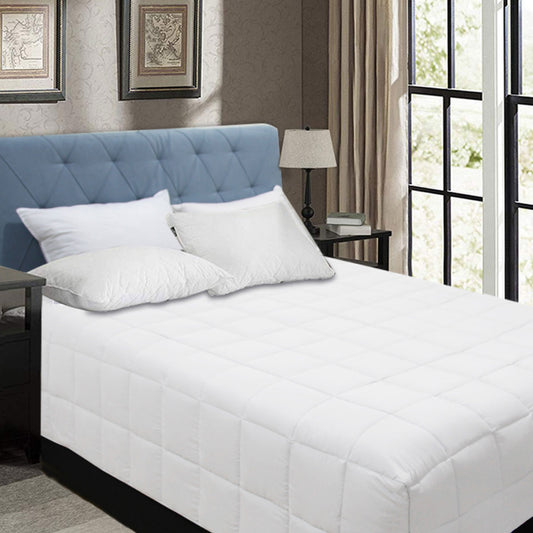 Shangri La Bamboo Blend Microfiber Box End Quilt White KING SINGLE