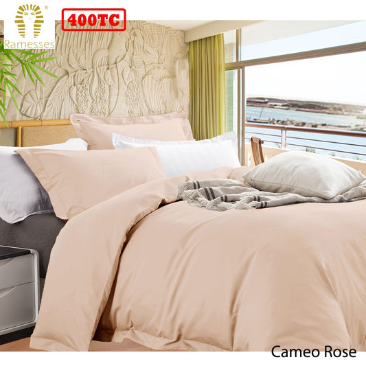 Ramesses Bamboo Cotton Quilt Cover Set Cameo Rose QUEEN