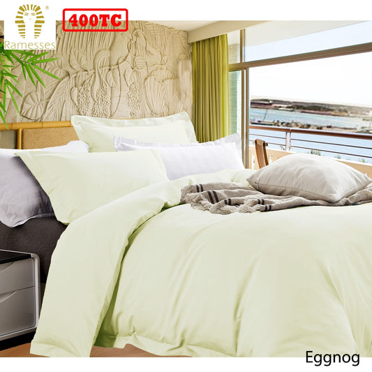 Ramesses Bamboo Cotton Quilt Cover Set Eggnog QUEEN