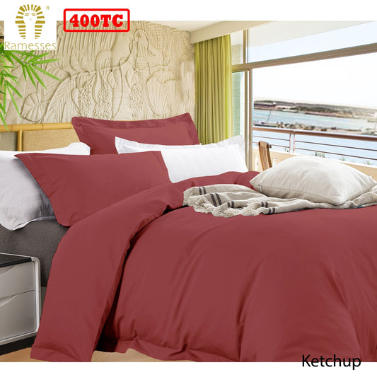 Ramesses Bamboo Cotton Quilt Cover Set Ketchup QUEEN
