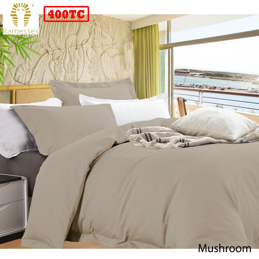 Ramesses Bamboo Cotton Quilt Cover Set Mushroom QUEEN