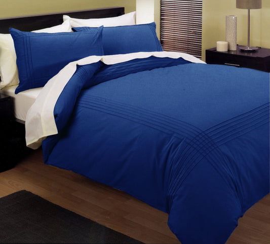 Kingtex Pintuck Quilt Cover Set Blue QUEEN