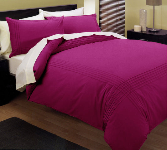 Kingtex Pintuck Quilt Cover Set Fushia QUEEN